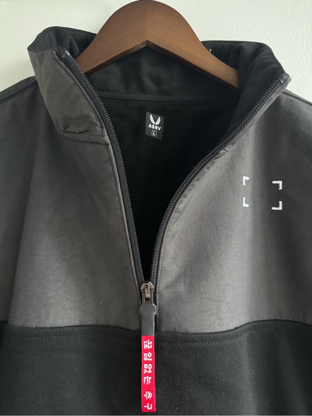 ASRV Tech-Terry Paneled Quarter Zip Pullover in Black - Picture 4 of 5